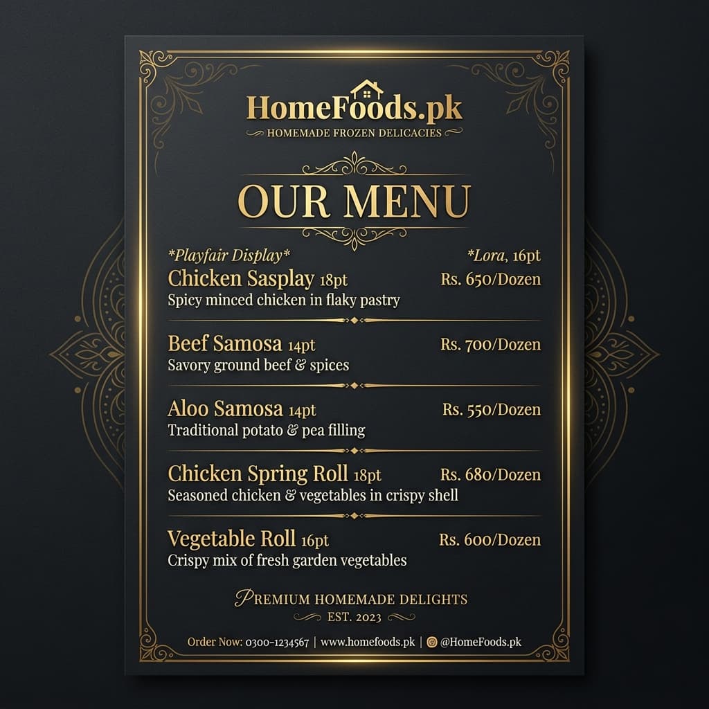 HomeFoods.pk Full Menu